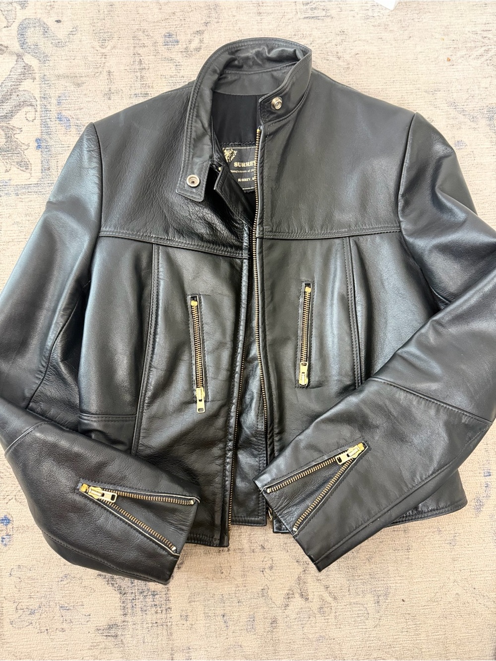 Vintage Surrey Leather Black Genuine Leather Racer Moto Jacket Canada - Picture 12 of 12